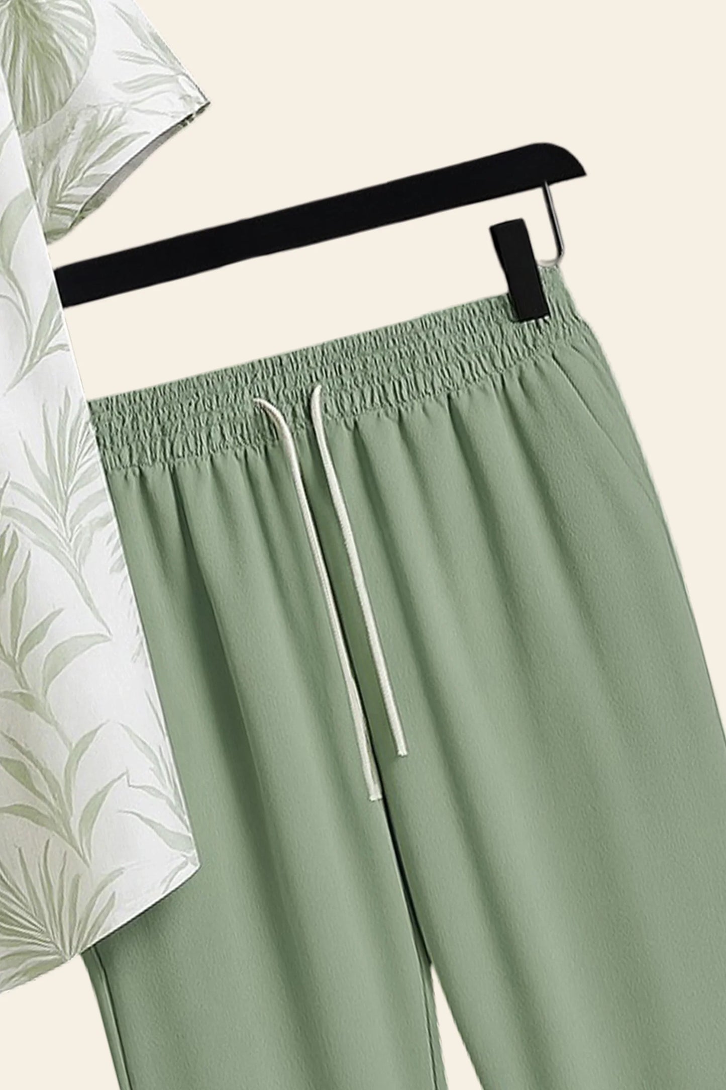 Leafy White Men's Casual Half Sleeve Shirt and Full Pant Set - XPCRDF