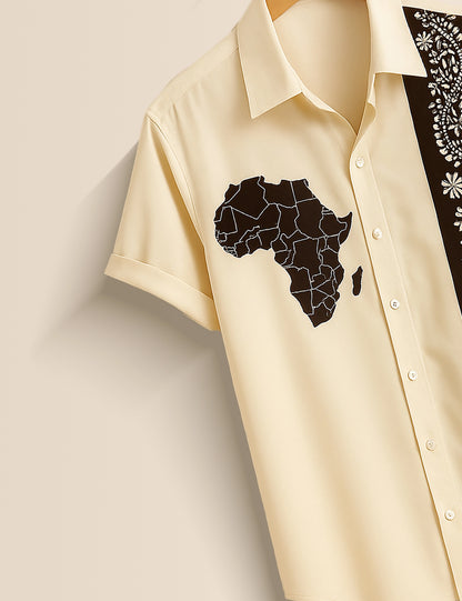 Yellow White Patch Men's Half Sleeves Printed Shirt Exclusive