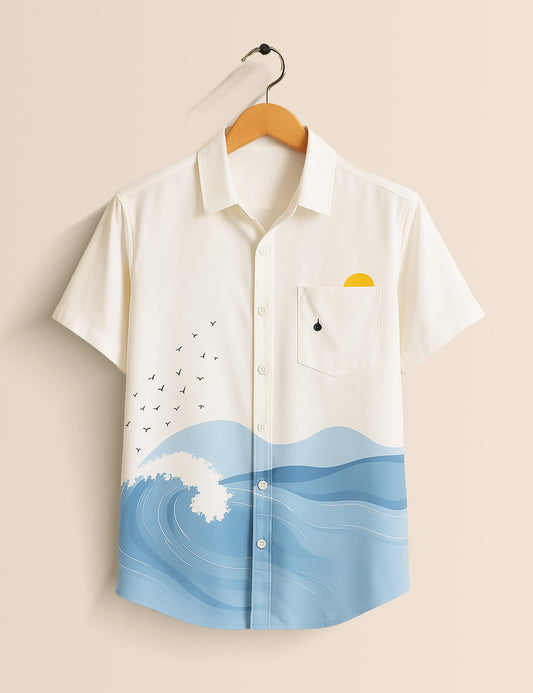 Blue Shade Men's Half Sleeves Printed Shirt Exclusive