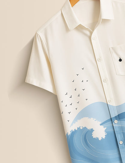 Blue Shade Men's Half Sleeves Printed Shirt Exclusive