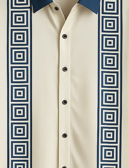 Blue And White Stripped Designer Men's Half Sleeves Printed Shirt Exclusive