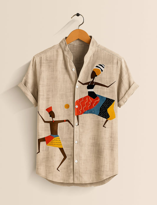 Cream Girl Dance Men's Half Sleeves Printed Shirt Exclusive