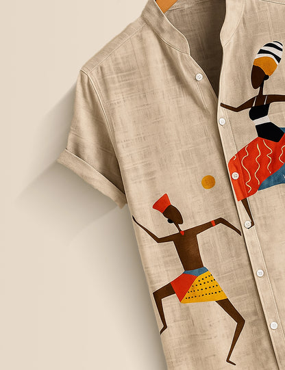 Cream Girl Dance Men's Half Sleeves Printed Shirt Exclusive