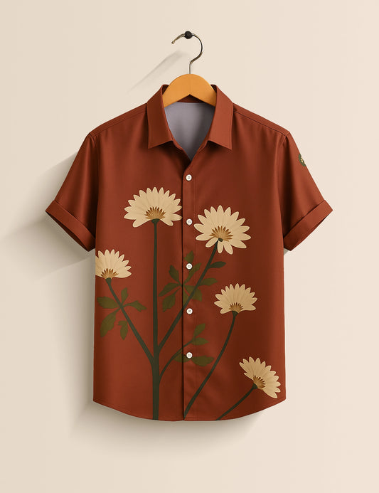 Maroon Lily Men's Half Sleeves Printed Shirt Exclusive