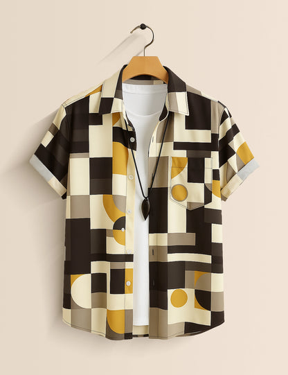 Minecraft Blocks Men's Half Sleeves Printed Shirt Exclusive