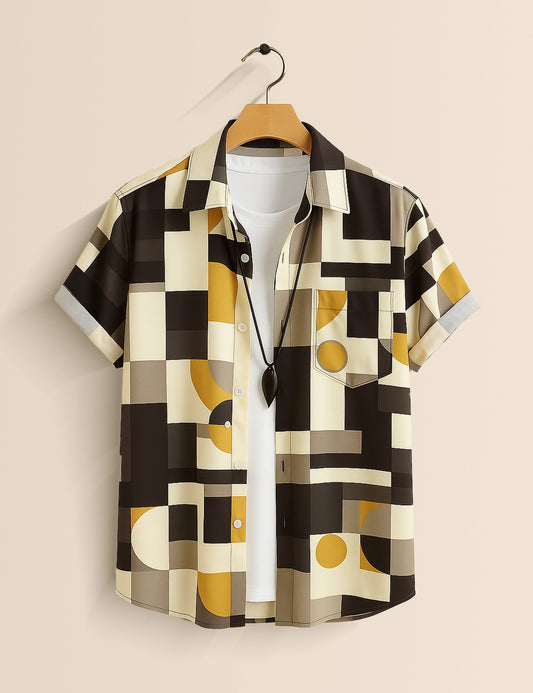 Minecraft Blocks Men's Half Sleeves Printed Shirt Exclusive
