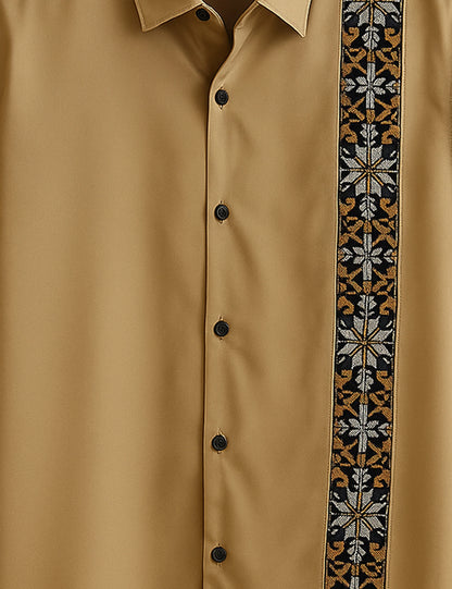 Peach Straight Line Men's Half Sleeves Printed Shirt Exclusive