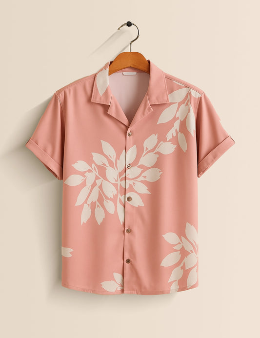 Pink_Floral Work Designer Men's Half Sleeves Printed Shirt Exclusive