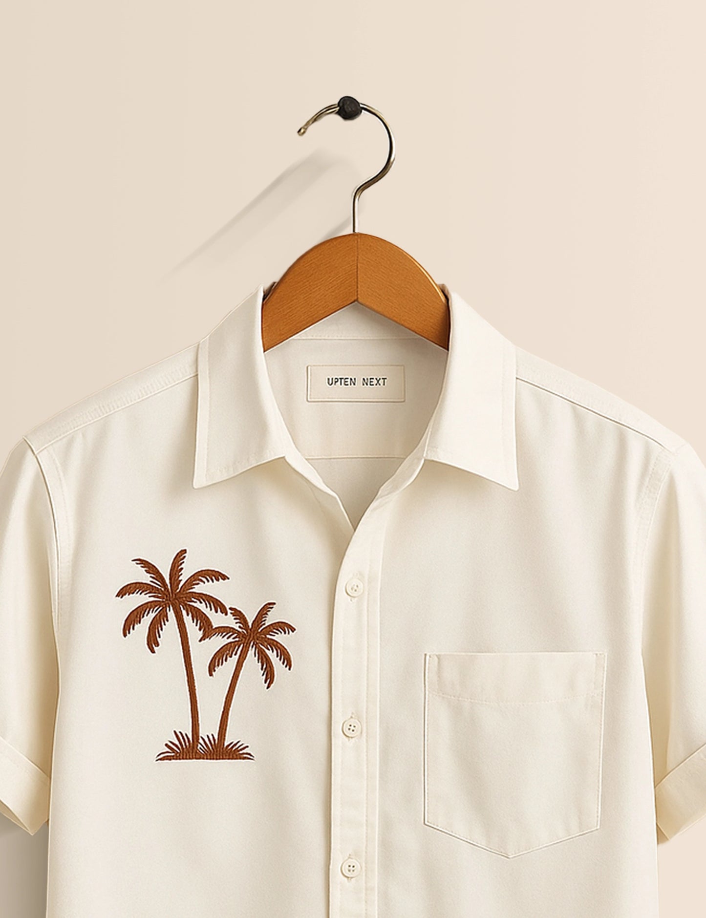 White Coconut Tree Flower Men's Half Sleeves Printed Shirt Exclusive