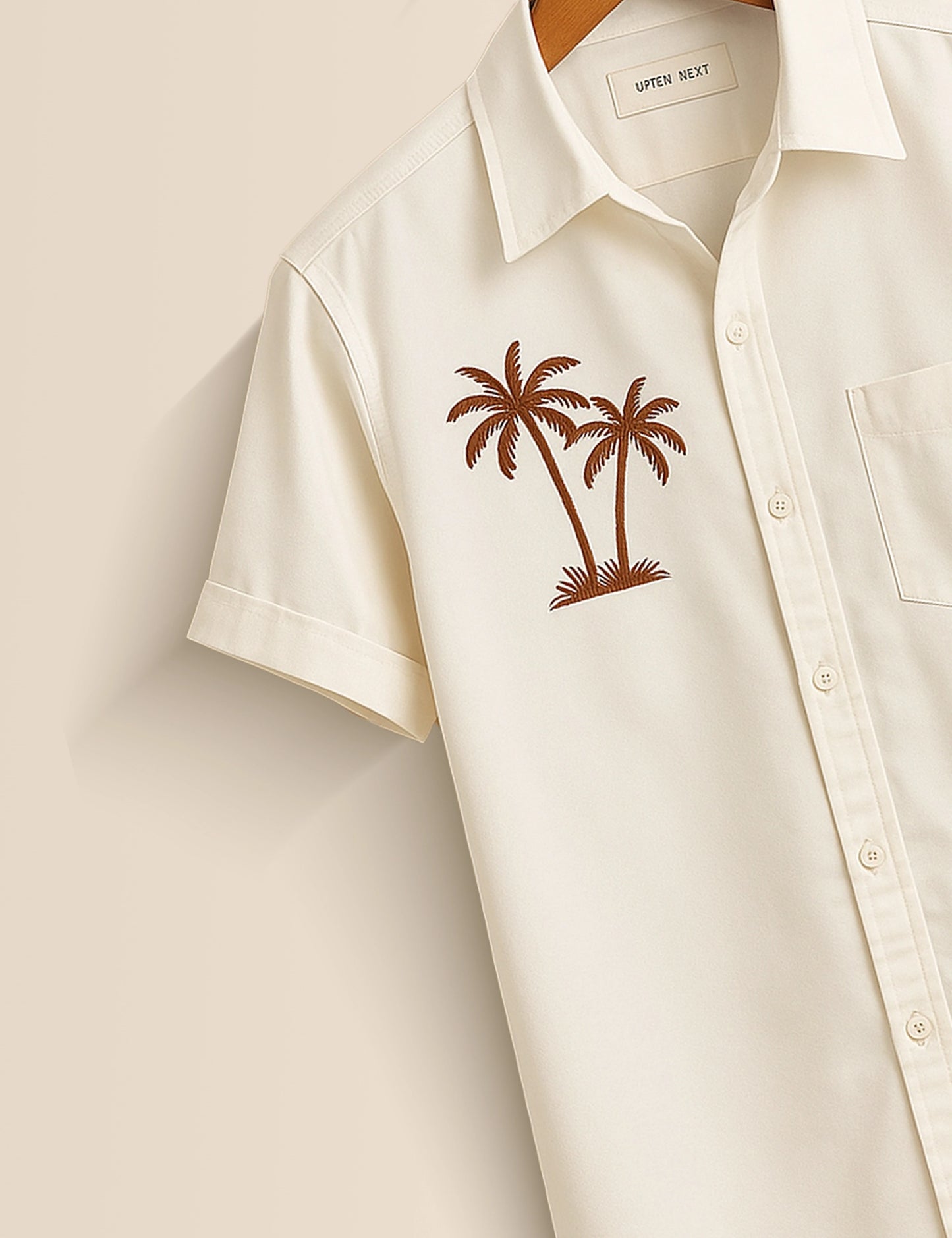 White Coconut Tree Flower Men's Half Sleeves Printed Shirt Exclusive