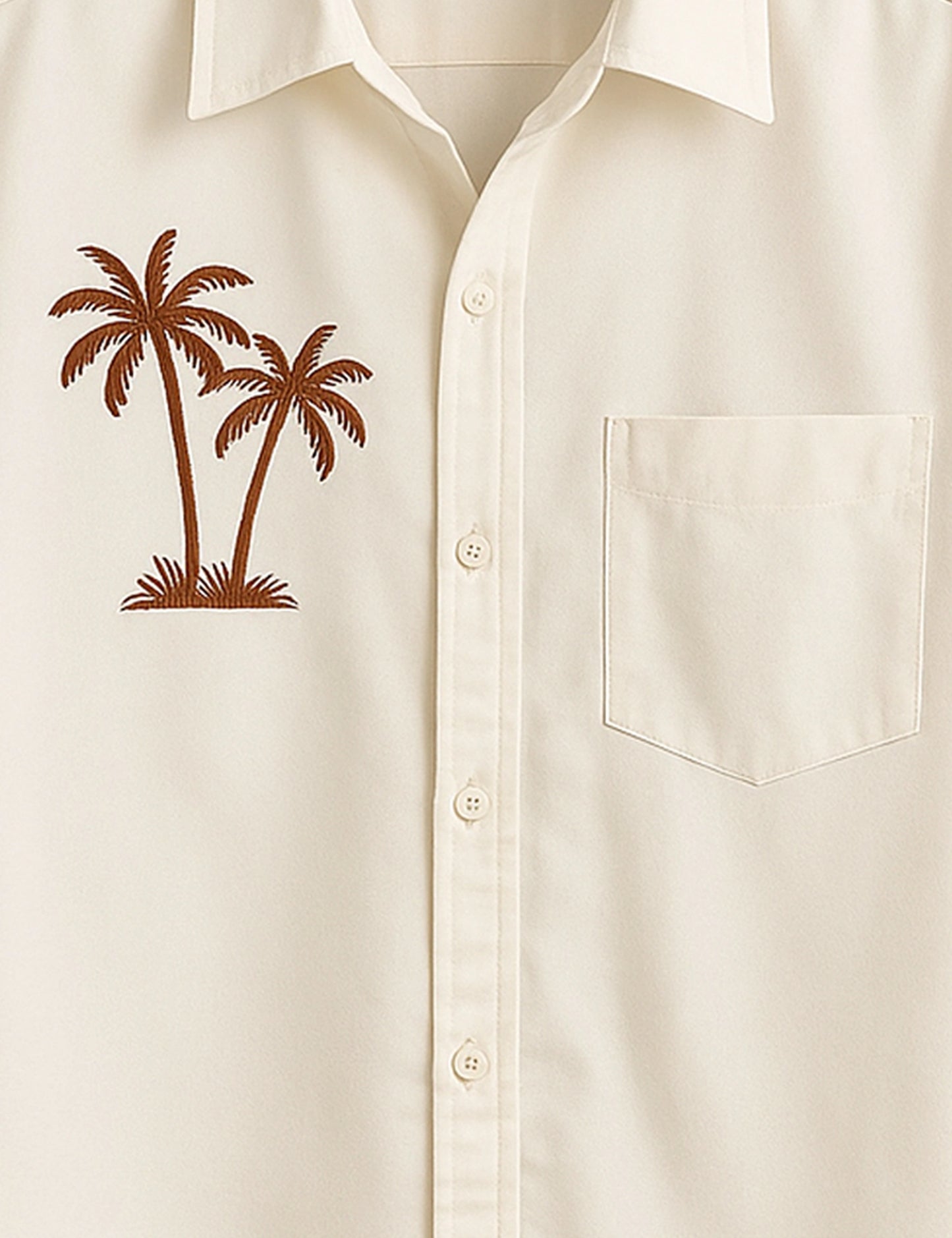 White Coconut Tree Flower Men's Half Sleeves Printed Shirt Exclusive