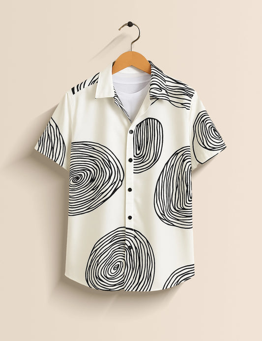 White Mandala Men's Half Sleeves Printed Shirt Exclusive