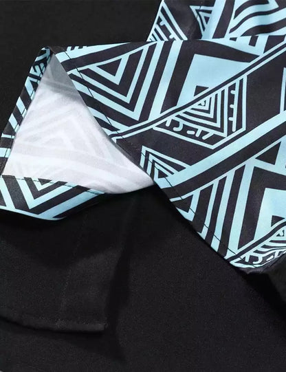 Vertical Black Zigzag Lines Printed Mens Cotton Shirt Half Sleeves