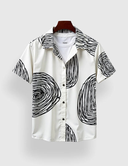 White Mandala Men's Half Sleeves Printed Shirt Exclusive