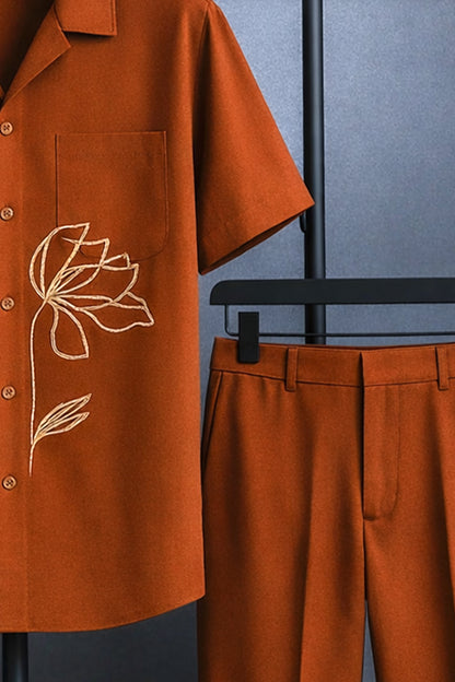 Classy Ember Flora Printed Mens Full Set Trouser and Shirt Half Sleeves - XPCRDF