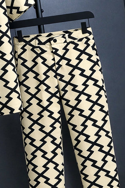 Classy Z Pattern Printed Mens Full Set Trouser and Shirt Half Sleeves - XPCRDF