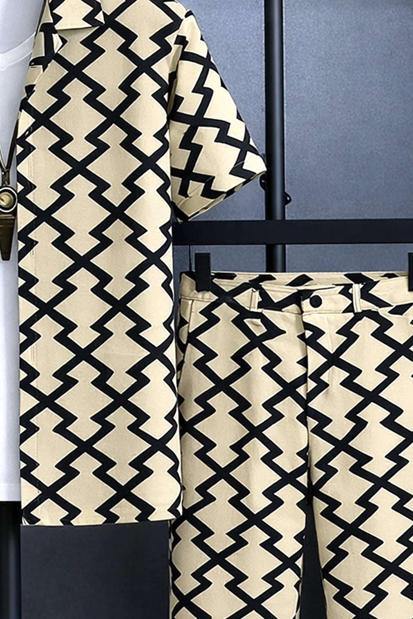 Classy Z Pattern Printed Mens Full Set Trouser and Shirt Half Sleeves - XPCRDF