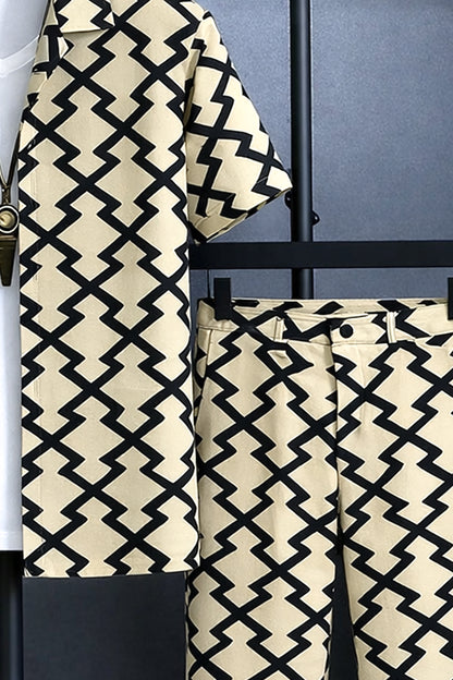 Classy Z Pattern Printed Mens Full Set Trouser and Shirt Half Sleeves - XPCRDF