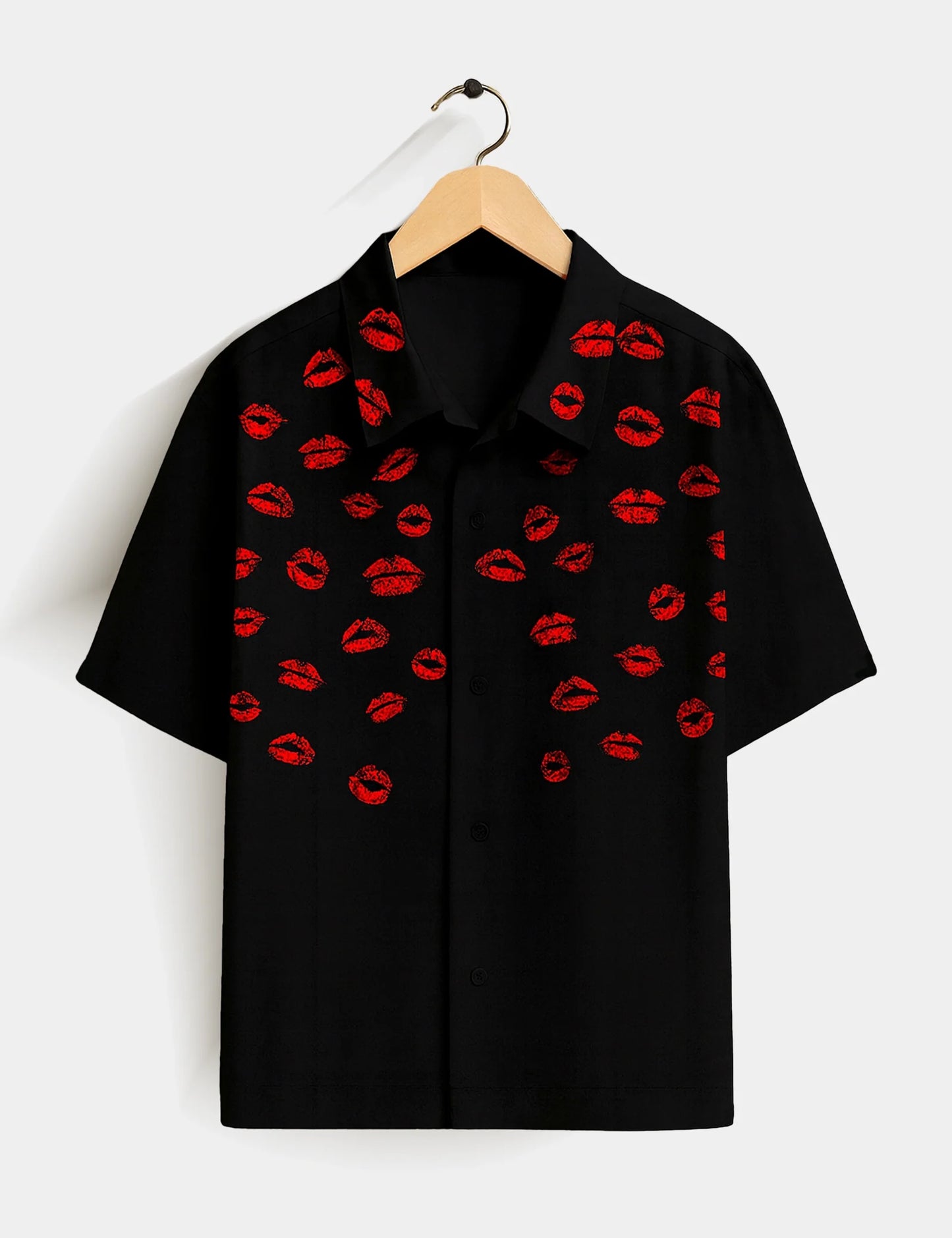 Black Lipstick Printed Essential Everyday Cotton Shirt for Men - XPST