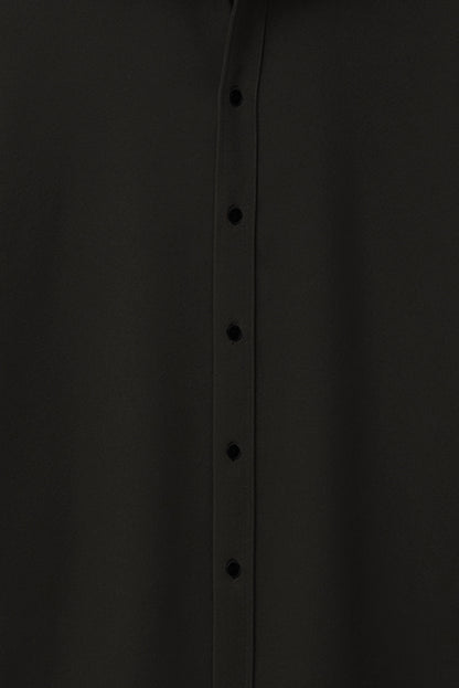 Men Spring And Summer Solid Color Loose Casual Long-Sleeved Shirt Black Color