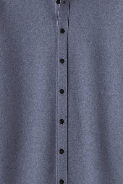 Men Spring And Summer Solid Color Loose Casual Long-Sleeved Shirt Blue Color
