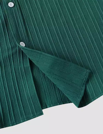 Dark Cyan Color Mens Cotton Shirt and One Pocket on Left Chest Half Sleeves