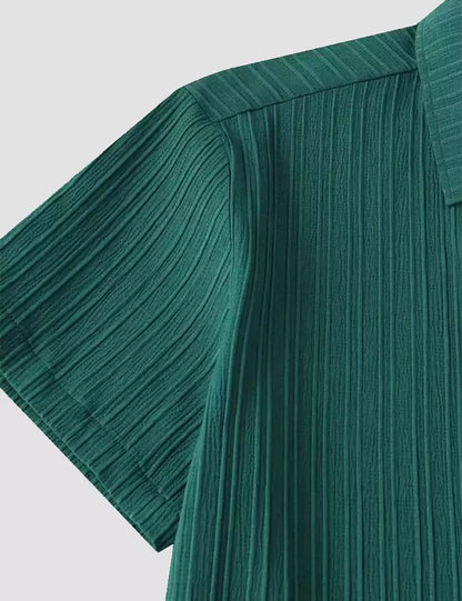 Dark Cyan Color Mens Cotton Shirt and One Pocket on Left Chest Half Sleeves
