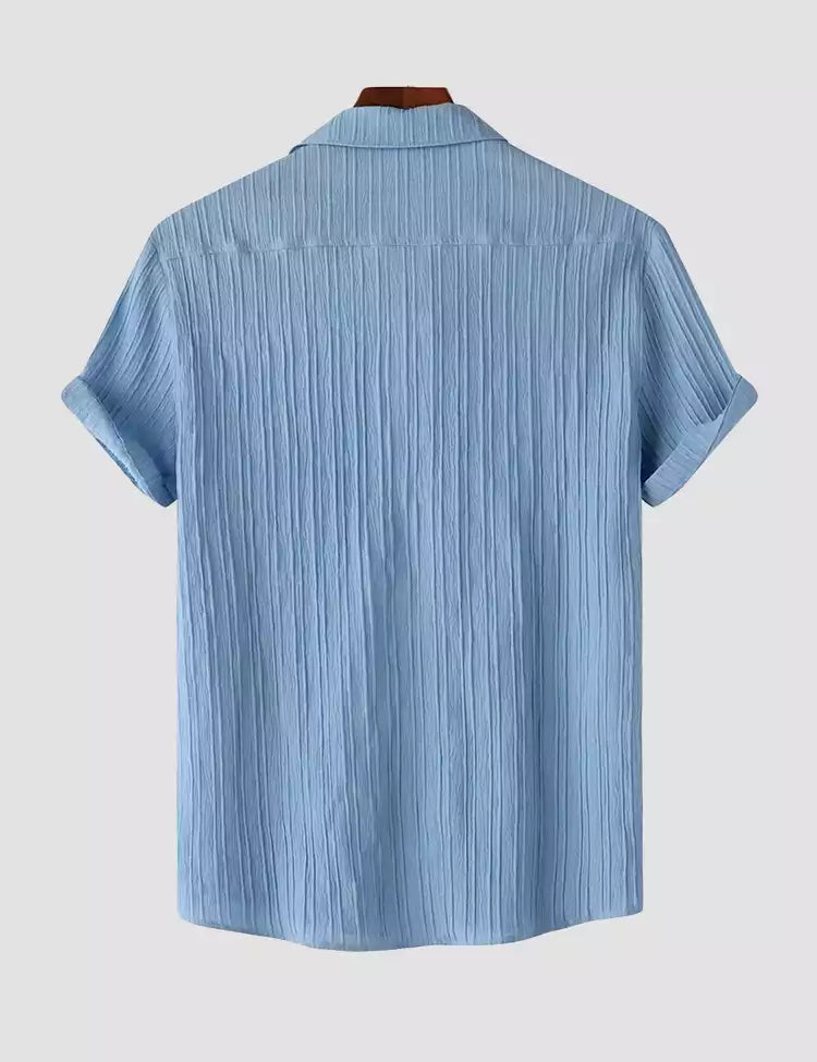Sky Blue Color Mens Cotton Shirt and One Pocket on Left Chest Half Sleeves
