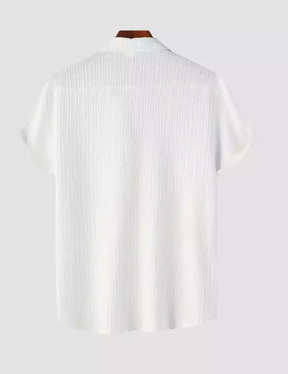 White Color Mens Cotton Shirt and One Pocket on Left Chest Half Sleeves