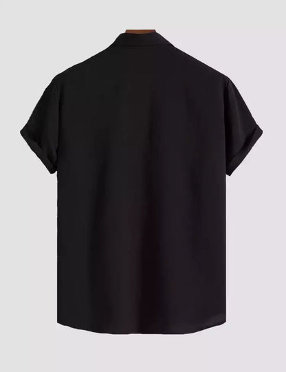 black color Mens Half Sleeves Shirt Exclusive Material Best Fitting Cotton Corn