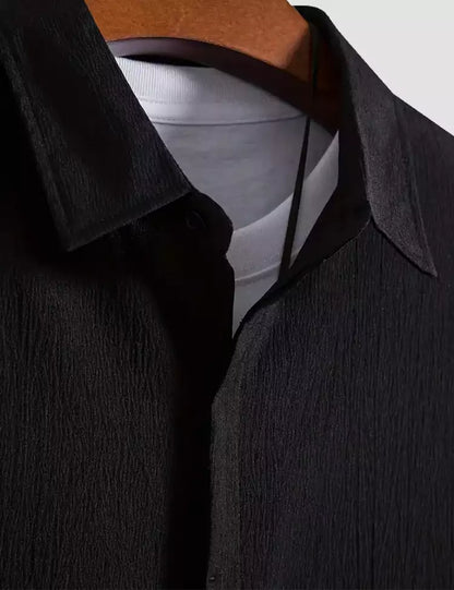black color Mens Half Sleeves Shirt Exclusive Material Best Fitting Cotton Corn