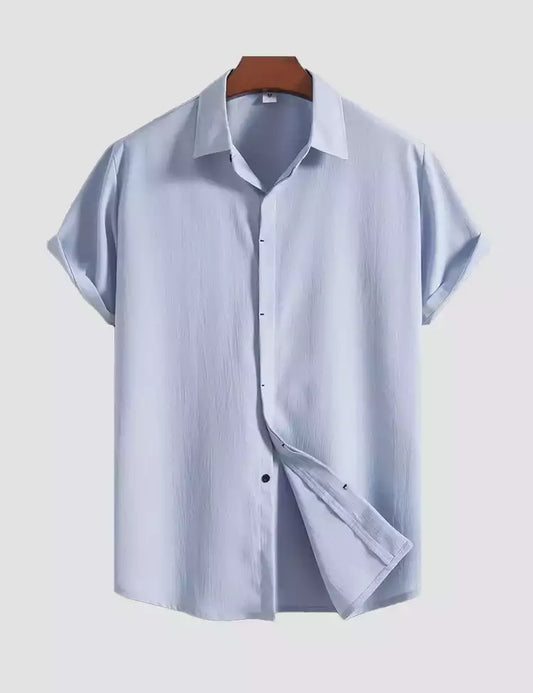 light_blue color Mens Half Sleeves Shirt Exclusive Material Best Fitting Cotton Corn