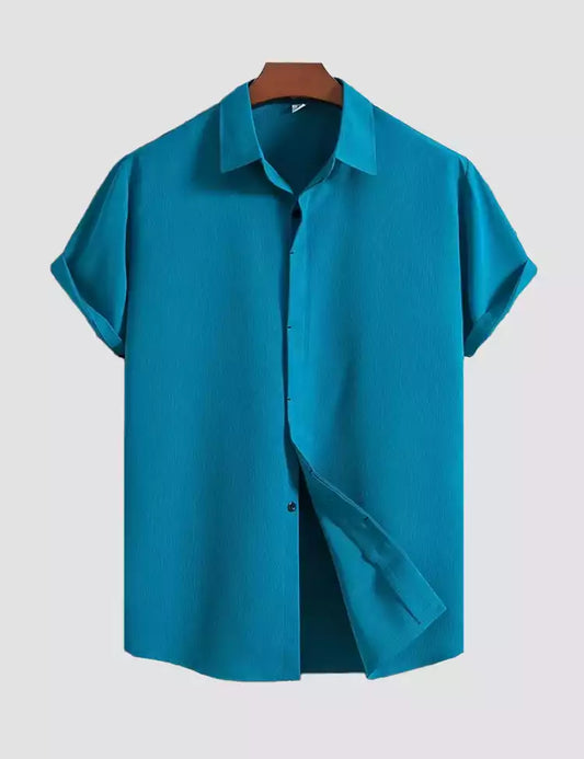 peacock color Mens Half Sleeves Shirt Exclusive Material Best Fitting Cotton Corn