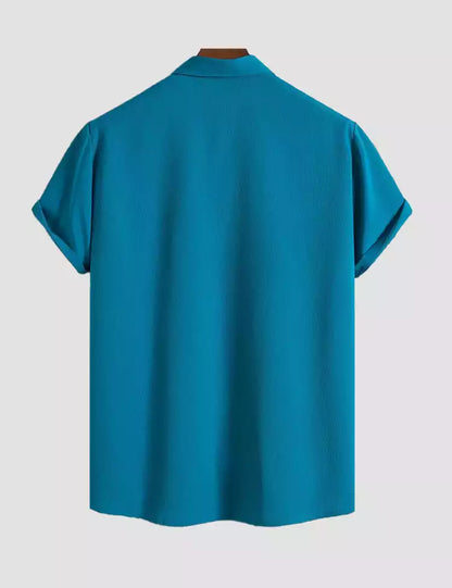 peacock color Mens Half Sleeves Shirt Exclusive Material Best Fitting Cotton Corn
