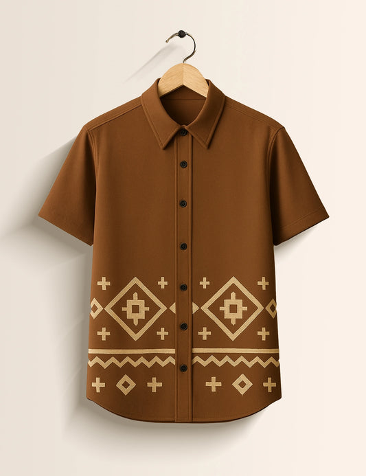 Brown Mandala GenZ Vibe Premium Fancy Shirt – Trendy, Aesthetic & Street-Style Ready