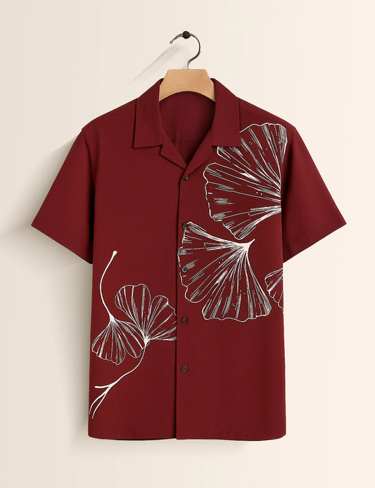 Maroon Printed GenZ Vibe Premium Fancy Shirt – Trendy, Aesthetic & Street-Style Ready
