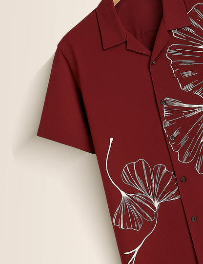 Maroon Printed GenZ Vibe Premium Fancy Shirt – Trendy, Aesthetic & Street-Style Ready