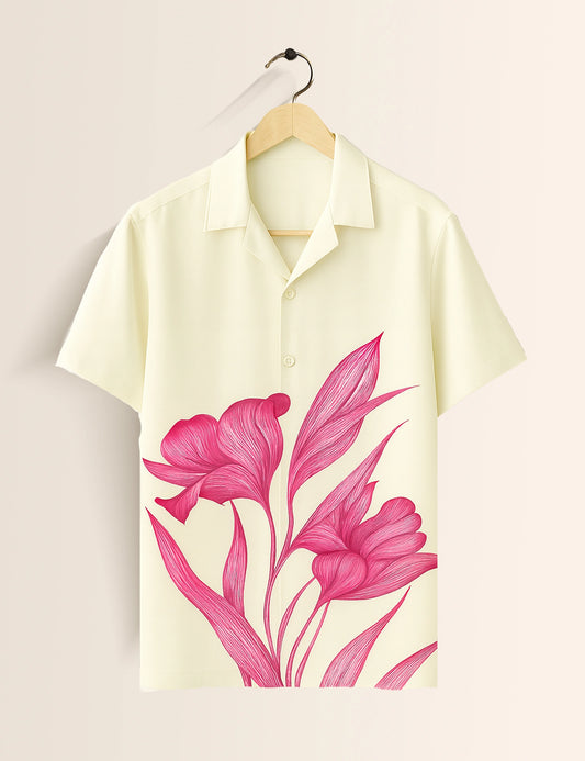 Pink Flower Printed GenZ Vibe Premium Fancy Shirt – Trendy, Aesthetic & Street-Style Ready