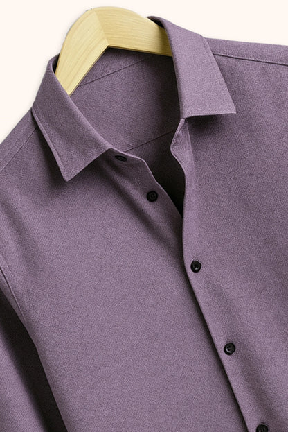 Men Spring And Summer Solid Color Loose Casual Long-Sleeved Shirt Purple Color