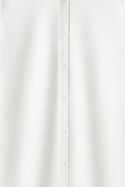 Men Spring And Summer Solid Color Loose Casual Long-Sleeved Shirt White Color